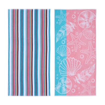 Mainstays Green Flower & Stripes Beach Towels (2 Count)