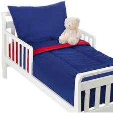 American Baby Company Cotton Percale Toddler Bedding Set, Red and Royal