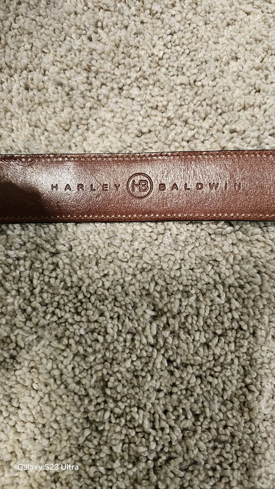 Harley Baldwin из натуральной черной кожи ремень размер 30 серебро пряжка, винтажный - Изображение 4 из 4