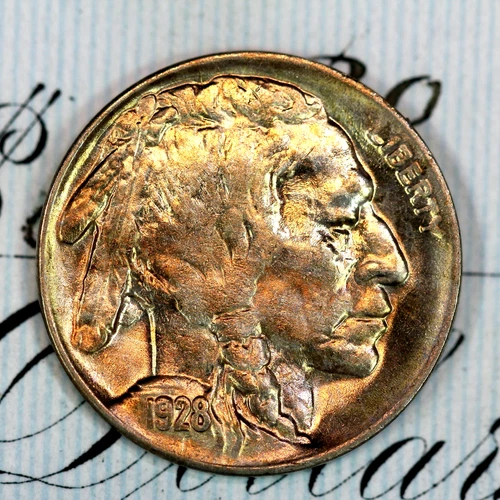 * 1928-D * SOLID+ GEM BU MS BUFFALO NICKEL * FROM ORIGINAL COLLECTION