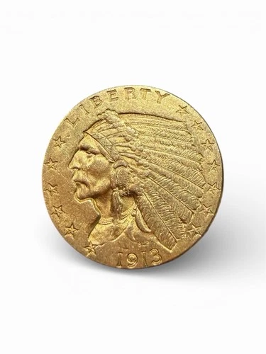 1913 P US American $2.5 Quarter Eagle Indian Head Gold Coin, 1/18/26, Free Ship