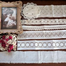 Approximately 219cm total length French antique lace French cutwork lace