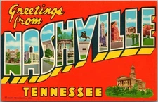 1958 NASHVILLE, Tennessee Large Letter Postcard State Capitol / Curteich Chrome