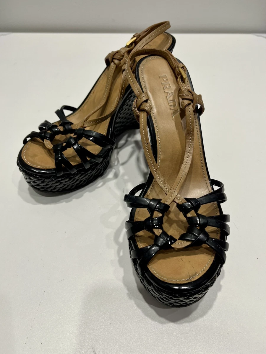 PRADA Wedge Patent Leather Upper Sandals for Women for sale | eBay