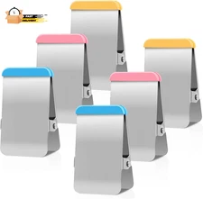 Bag Clips for Food, 6 Pack Metal Chip Clips with Colored Silicone, Heavy Duty C