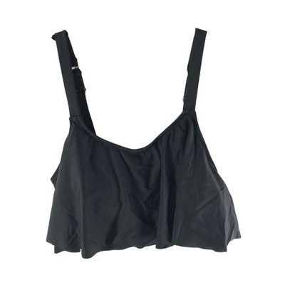 Shapermint Ruffled Bikini Top Removable Cups Adjustable Straps Black 2XL