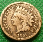 1861 Indian Head Cent   Coin  #A02   Copper Nickel  Rare