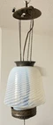 Antique Opaline Swirl Glass Hanging Pendant Light Converted Oil Lamp Milk READ