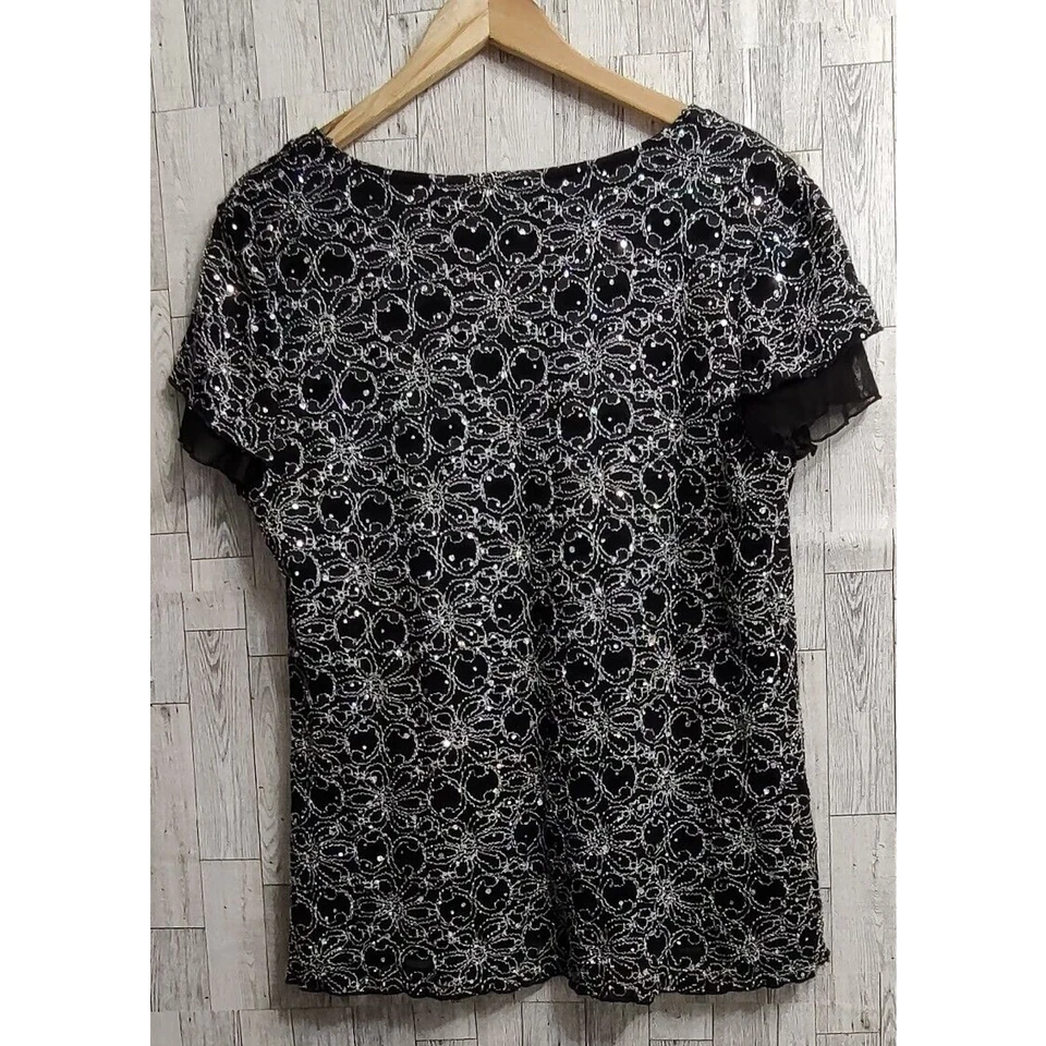 Chaqueta y concha negra vintage Cocomo para mujer talla XL bordada de estrás elástica Foto 2 de 4