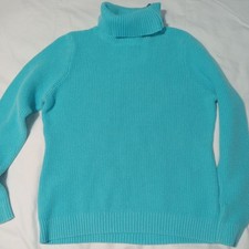 Liz Claiborne Size Small Turquoise Knit Sweater With two Button Closure Collared