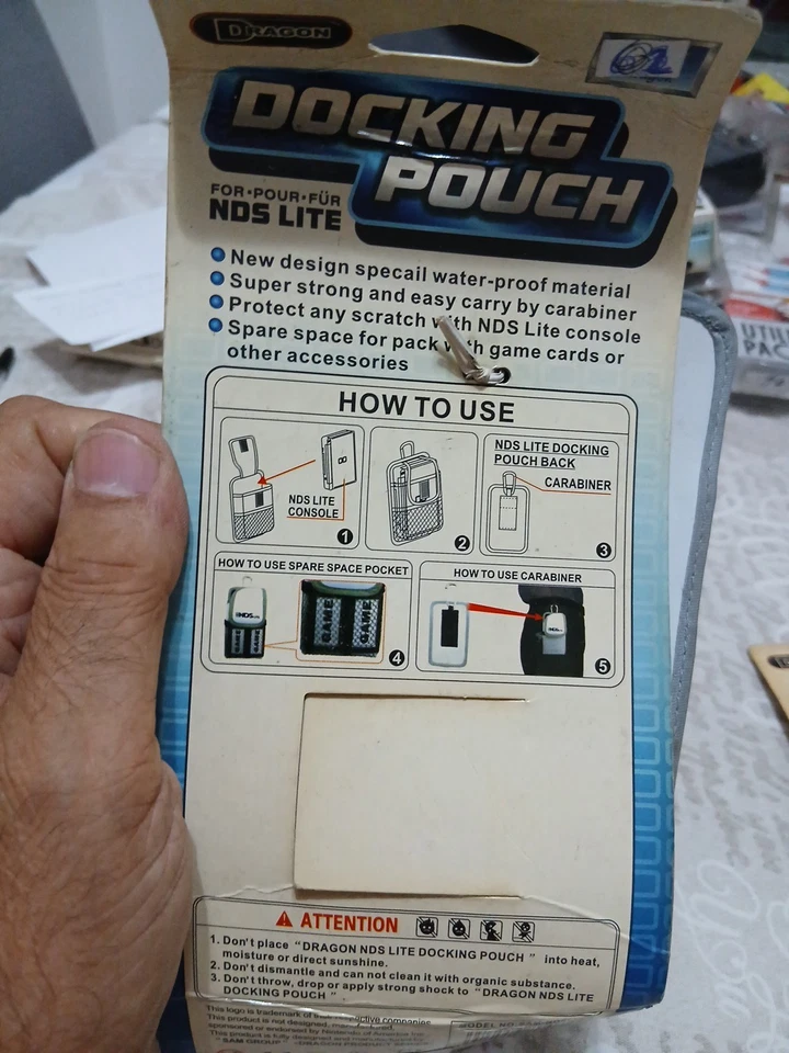 NDS LITE PER NINTENDO ACCESSORI DOCKING POUCH BORSA BAG CUSTODIA GANCIO METALLO - Immagine 2 di 4