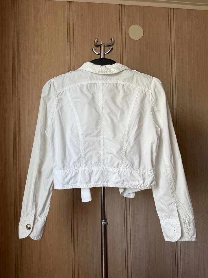 CHAQUETA BLAZER MUJER MIU MADE IN ITALY BLANCO BOTÓN PLATA 100% ALGODÓN TALLA XL Foto 3 de 4