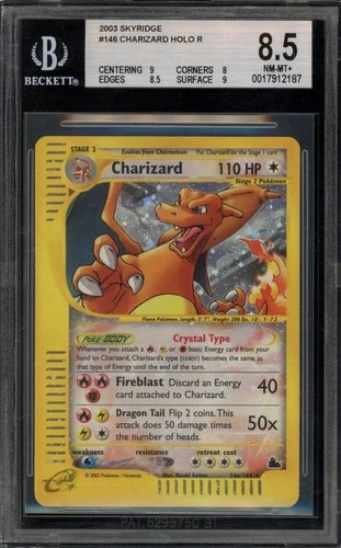 Pokemon Charizard Skyridge Crystal Holo Secret Rare #146 BGS 8.5
