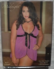 XL Purple Open Babydoll Lace Chemise Thong UK 14 16 Lingerie Seven til Midnight