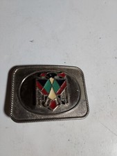 Vintage Silver Native American Inlay Thunderbird Belt Buckle