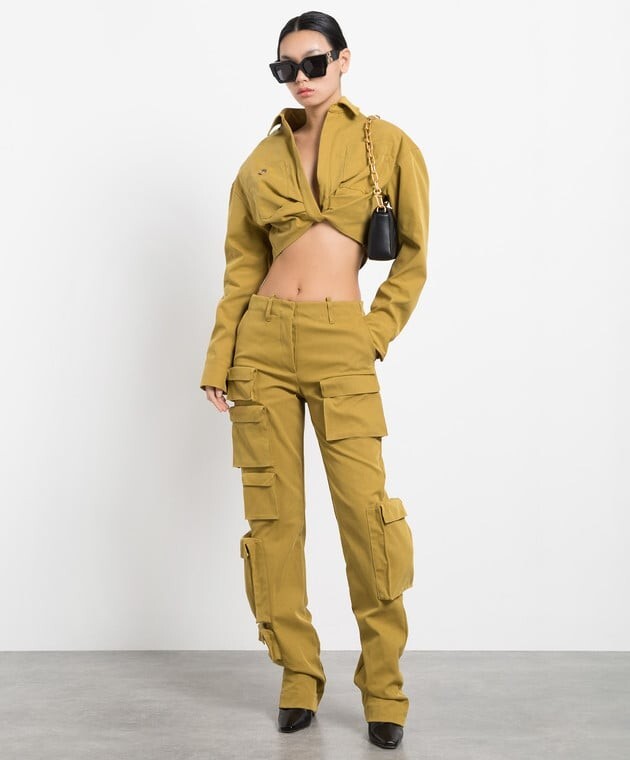 Tシャツ・カットソー OFF-WHITE WOMEN Twist Crop Cargo Shirt Dark Grey Off-White Co Twist Crop Cargo Shirt Dark Grey No C | Neiman