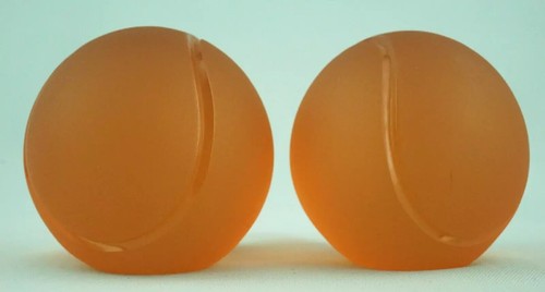 La Murrina Pair paperweights Murano glass sandblasted orange Tennis balls 1900 - Picture 9 of 24