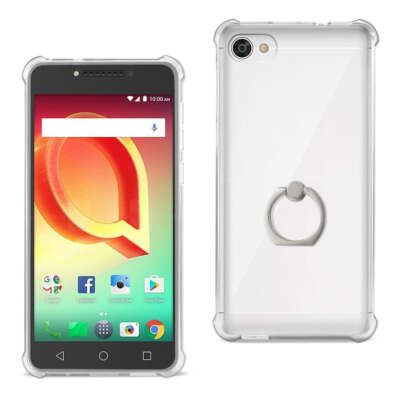 Reiko Alcatel Crave Transparent Air Cushion Protector Bumper Case with Ring Hold