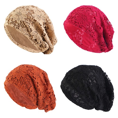 Mujeres Encaje Turbante Hijab Sombrero Musulmán Pañuelo Envoltura Gorro Quimio Gorra Gorros Cubierta - Imagen 10 de 26