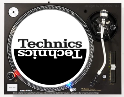 DJ INDUSTRIES Technics Mirror Black on White - DJ slipmat for LP turntable record player