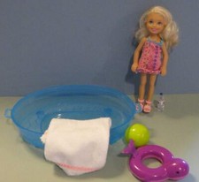 Barbie Sister 5.5" Chelsea Doll BACKYARD SWIMMING POOL BEACH TOWEL Ball PLAYSET