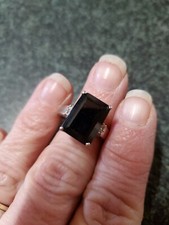  BLACK SPINEL AND WHITE TOPAZ 10.32CTS RING GEMSTV CERT OF AUTHENTICITY SIZE 5