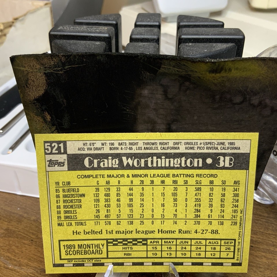 1990 Topps 521 Craig Worthington Baltimore Orioles MLB Baseball Card