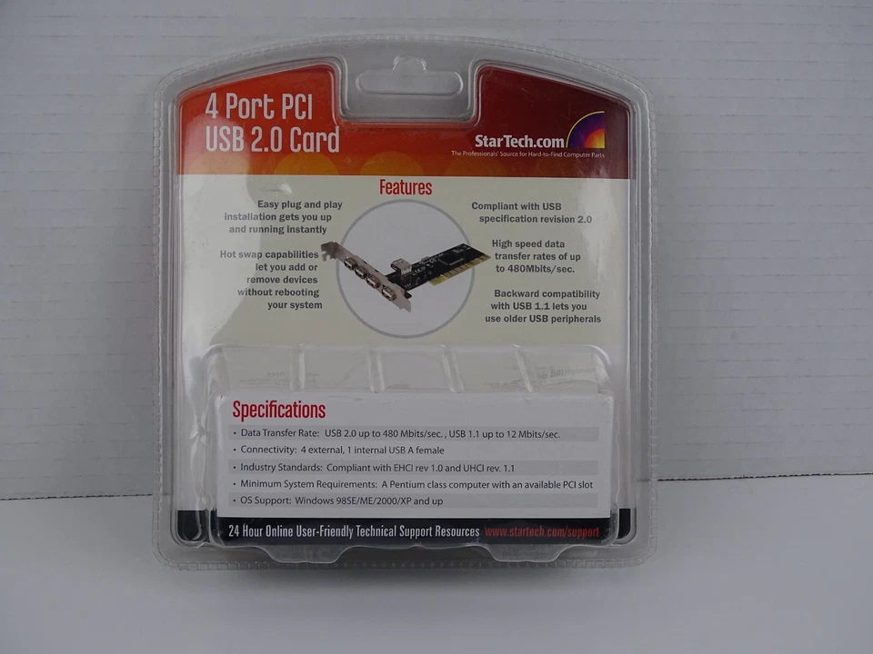StarTech PCI420USB - 4 puertos PCI alta velocidad 2.0 tarjeta adaptadora nueva sellada NOS Foto 2 de 4