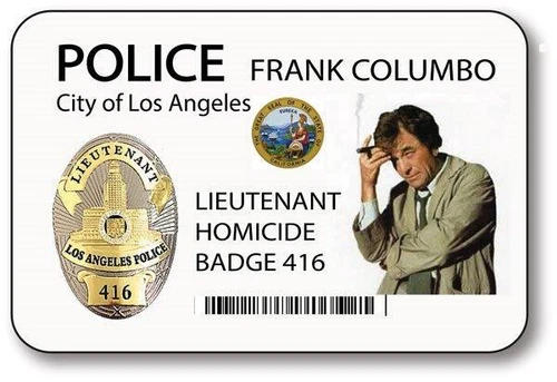 LIEUTENANT FRANK COLUMBO POLICE BADGE PROP HALLOWEEN COSTUME PIN FASTENER