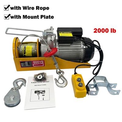 2000LBS Electric Hoist Crane Multifunctional Lift Wired Remote Control 220V