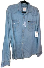 Wrangler Cowboy Wash Jacket Size Large New W/ Tags Jean Men's Button Up