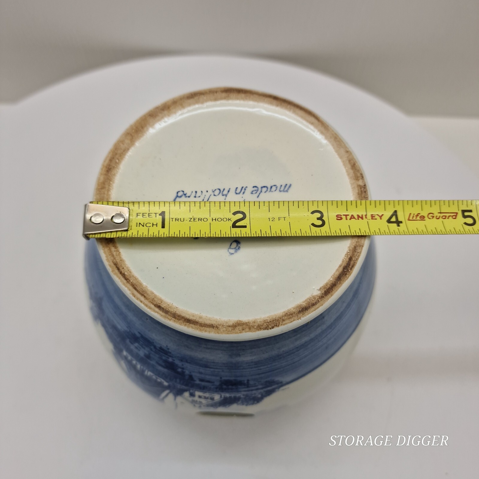 VTG Delft Blauw Crocus Bowl/Bulb Planter Hand Painted Windmill Sailboat Holland