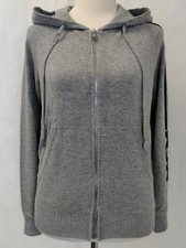 $795 Mcm Women's Gray Cashmere Zip Up Jacket With Black Logo S Mfj7amm22eg