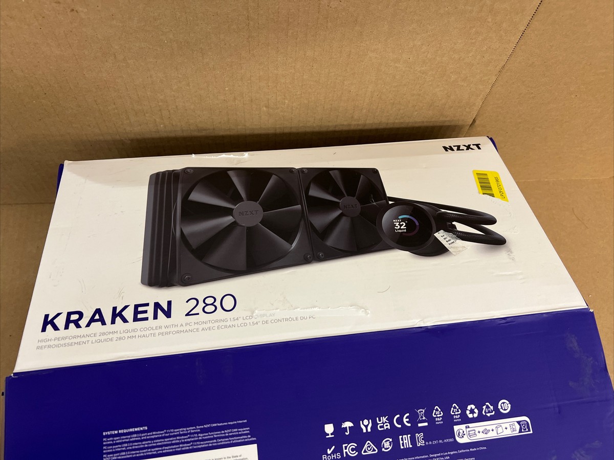 NZXT Kraken 280 Black 新品無開封 NZXT - Kraken 280 - 140mm Fans + AIO 280mm Radiator Liquid Cooling