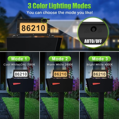 Solar Address Sign Mailbox LED Topper Waterproof House Number Plaque 911 Signage - Picture 4 of 8