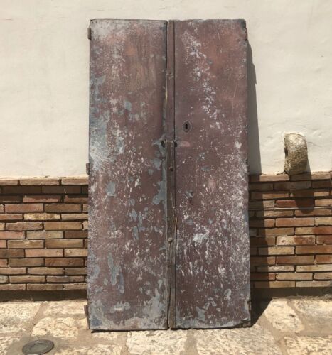 Antica Porta portone d' ingresso a due ante in legno massello con retro bugnato  - Bild 1 von 8