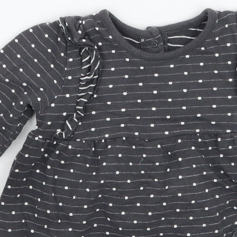 George Girls Grey Polka Dot Cotton Blend T-Shirt Size 6-9 Months image 7