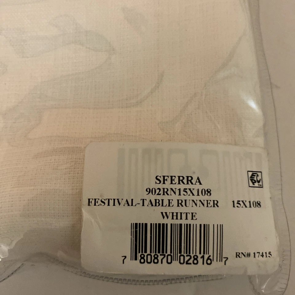 Sferra 902 Festival Table Runner 15 x 108 in Linen White @ - Image 3 of 4