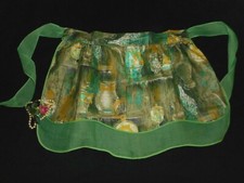 VinTage Hostess Apron Green Yellow Batiste Chiffon Reverses to Chintz