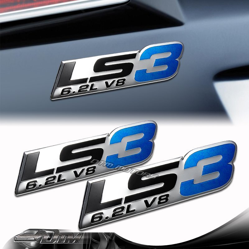 2PCS Aluminum Adhesive LS3 6.2L V8 Bumper Trunk Hood Decal Emblem Badge ...