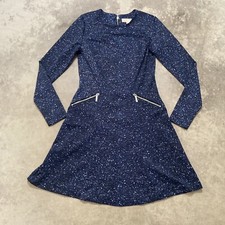 Michael Kors Dress Womens Size 4 Blue Speckled Zip Pockets Long Sleeve Party