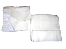 SIMPLE OPULENCE LINEN WHITE SATIN EMBROIDERED (2) KING PILLOWCASES 20 X 38