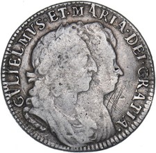 1693 Shilling - William & Mary British Silver Coin
