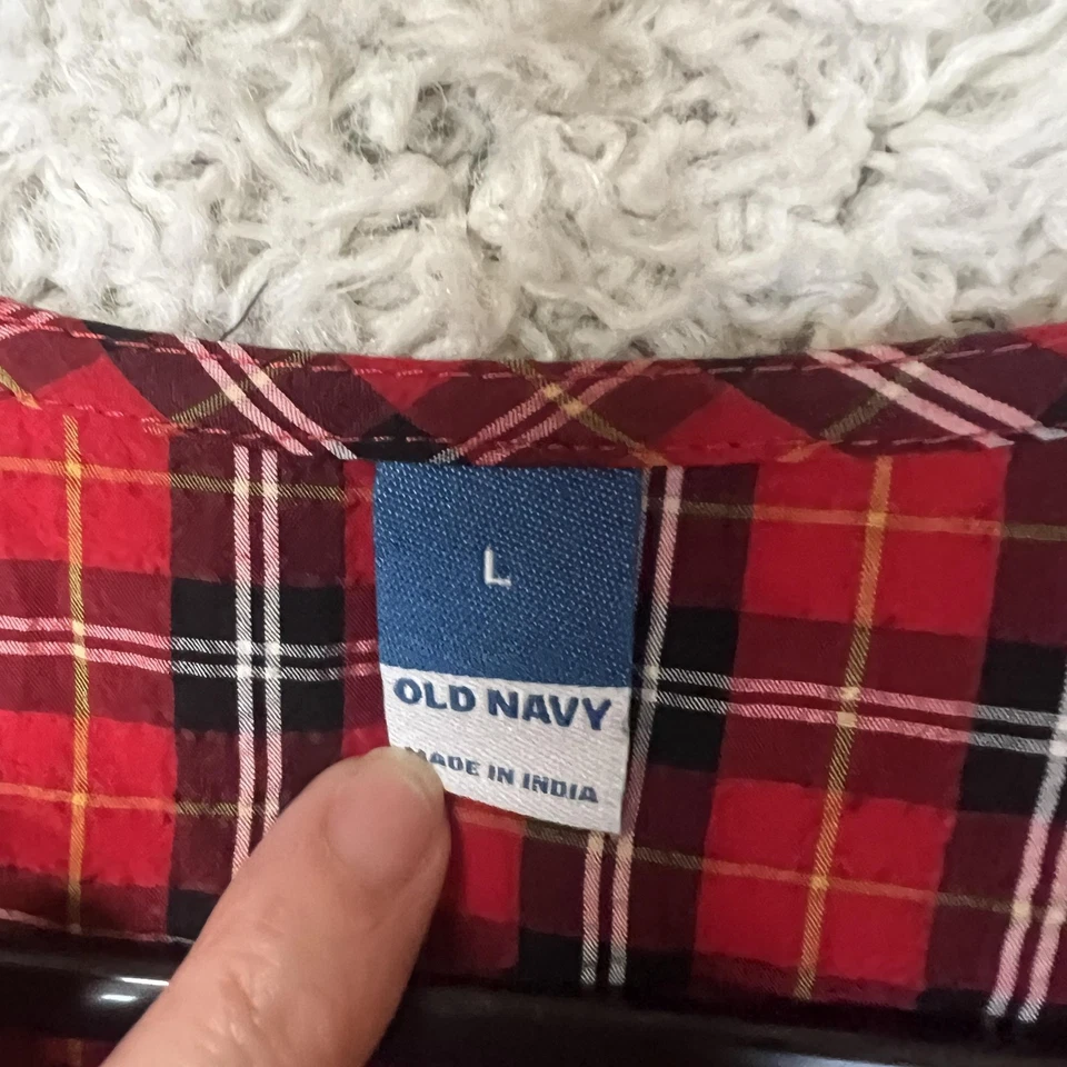 Old Navy Dress Womens Large Plaid Long Sleeve Wrap Tie Waist Mini Holiday - Image 4 of 4