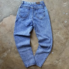 Vintage 80s Lee Denim USA Made Indigo Washed High Waisted Tapered Jeans Size 9 M