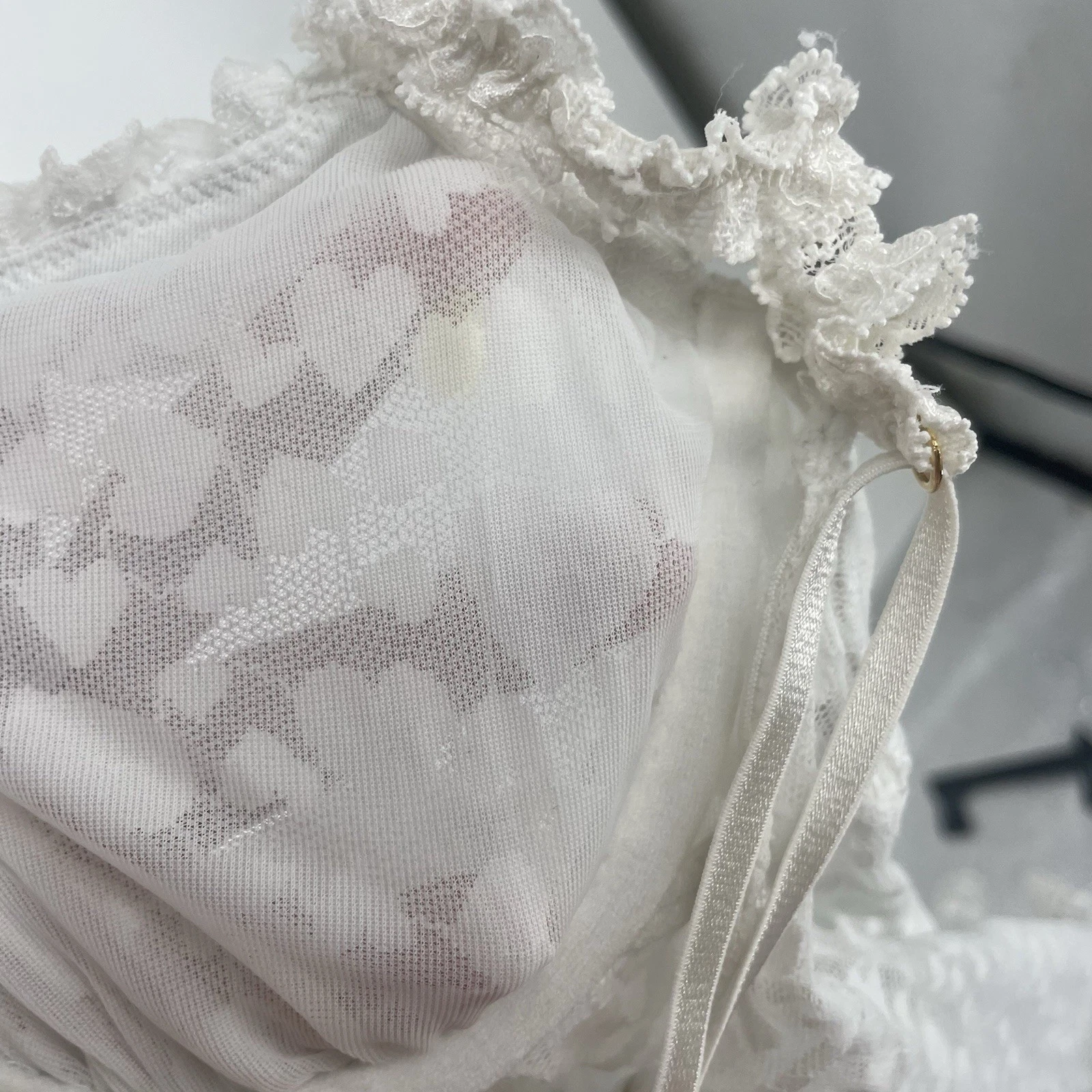 UNDERCOVER Abito Victoria’s Secret The Lacie Medium Bianco Trasparente Slip Increspature Cuori Sexy