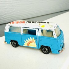 Vintage 1970s Zylmex Volkswagen VW Drag Van P332 White/Blue Bus Hong Kong Toy