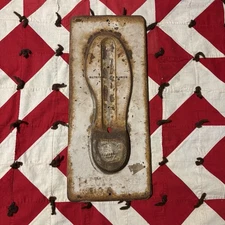 Vintage Bilt Rite Shoe Advertising Thermometer As Is Pressed Tin Workwear Sign
