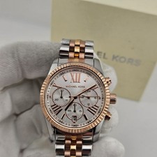 NEW MICHAEL KORS MK5735 WOMEN'S WATCH TRICOLOR STRAP SILVER DIAL SILVER CASE