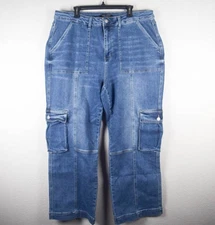 Judy Blue Jeans Womens 22W Plus Size Macon High Rise Cargo Wide Leg JB88724